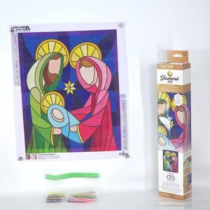 Completed Diamond Painting Nativity Stained Glass Leisure Arts Holiday Wall Art